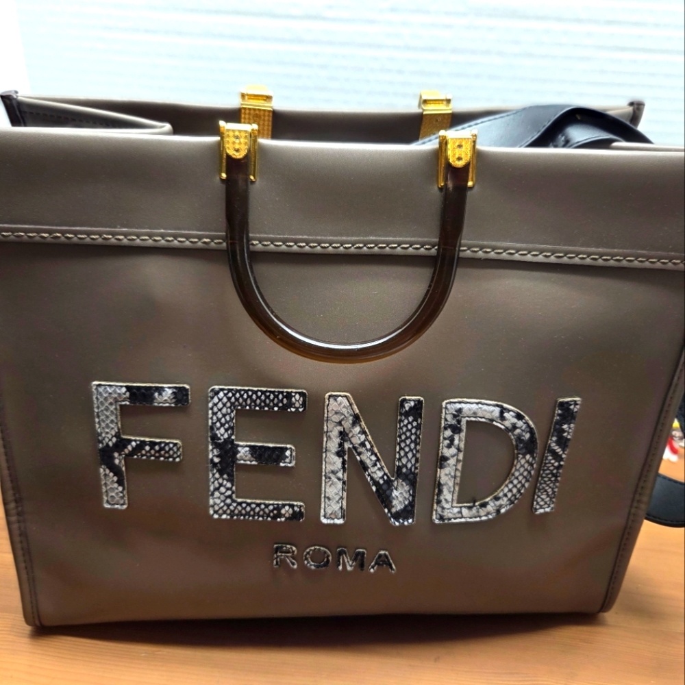 Fendi Taupe Tote with Gold Handles